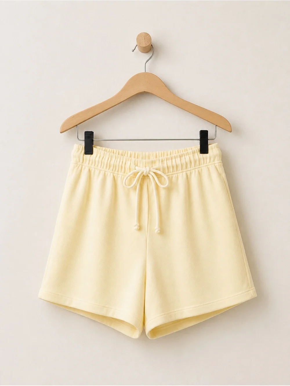 Reformation Olena Pale Butter Yellow Terry Cloth Lux Soft Knit Lounge Shorts